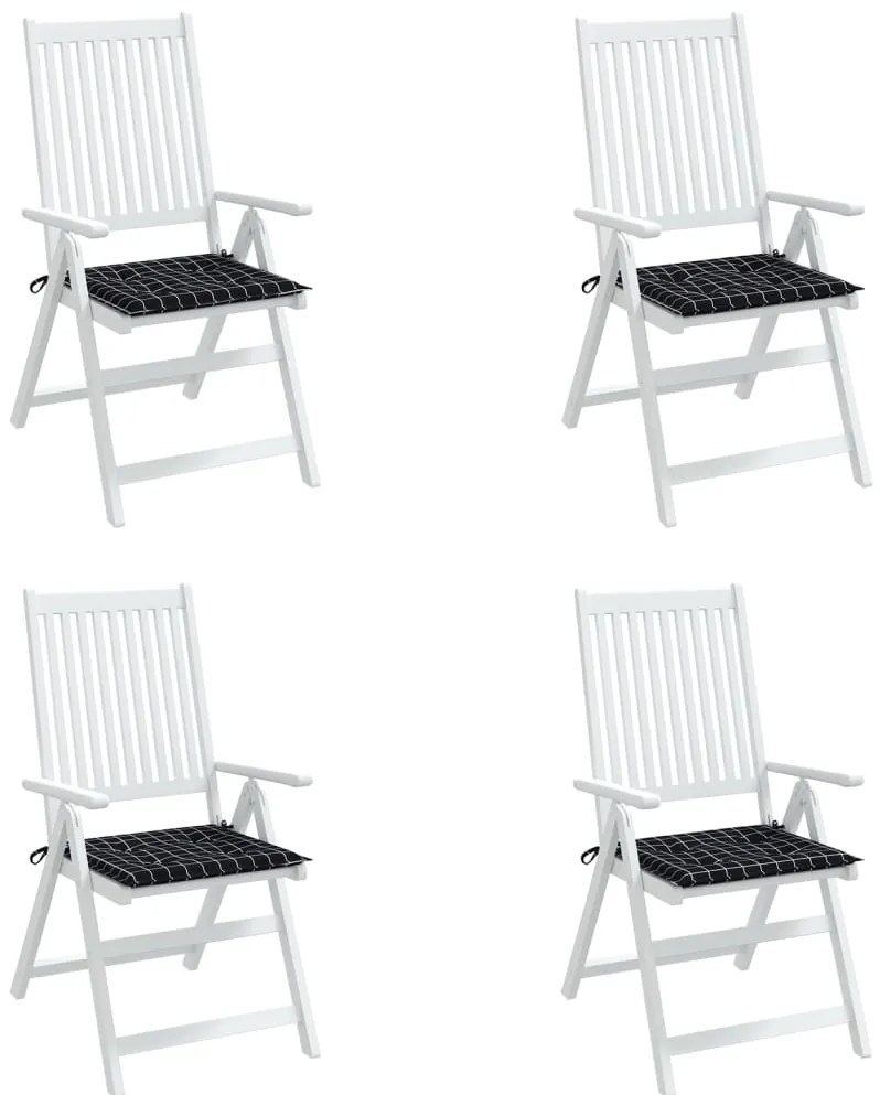 Almofadões p/ cadeira 4pcs 50x50x3cm tecido xadrez preto