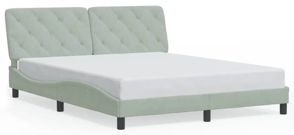 Estrutura de cama c/ luzes LED 160x200 cm veludo cinzento-claro