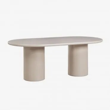 Oval Dining Table 200x100 Cm In Mdf Rodeo Tapioca Bege - Sklum