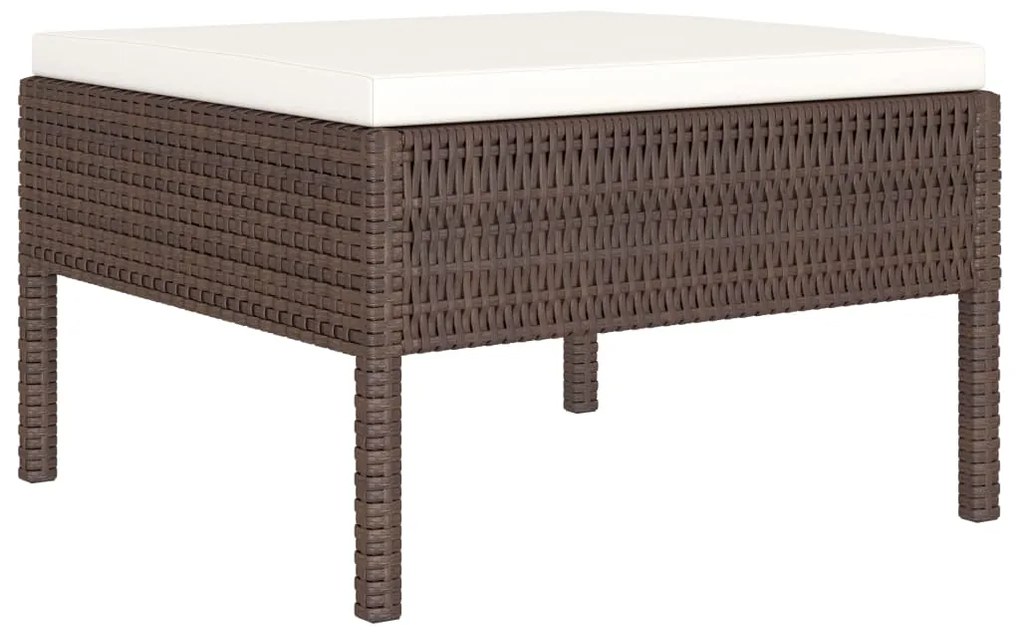 6 pcs conjunto lounge jardim c/ almofadões vime PE castanho