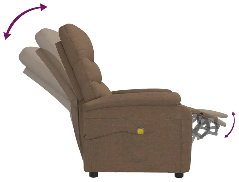 Poltrona de massagens reclinável tecido castanho