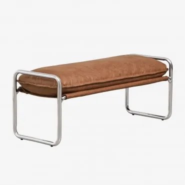 Banco 110 Cm Estofado Matilda Couro Sintético Camelo Vindima - Sklum