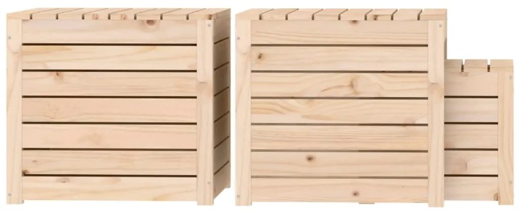 3 pcs conjunto de caixas de jardim madeira de pinho maciça
