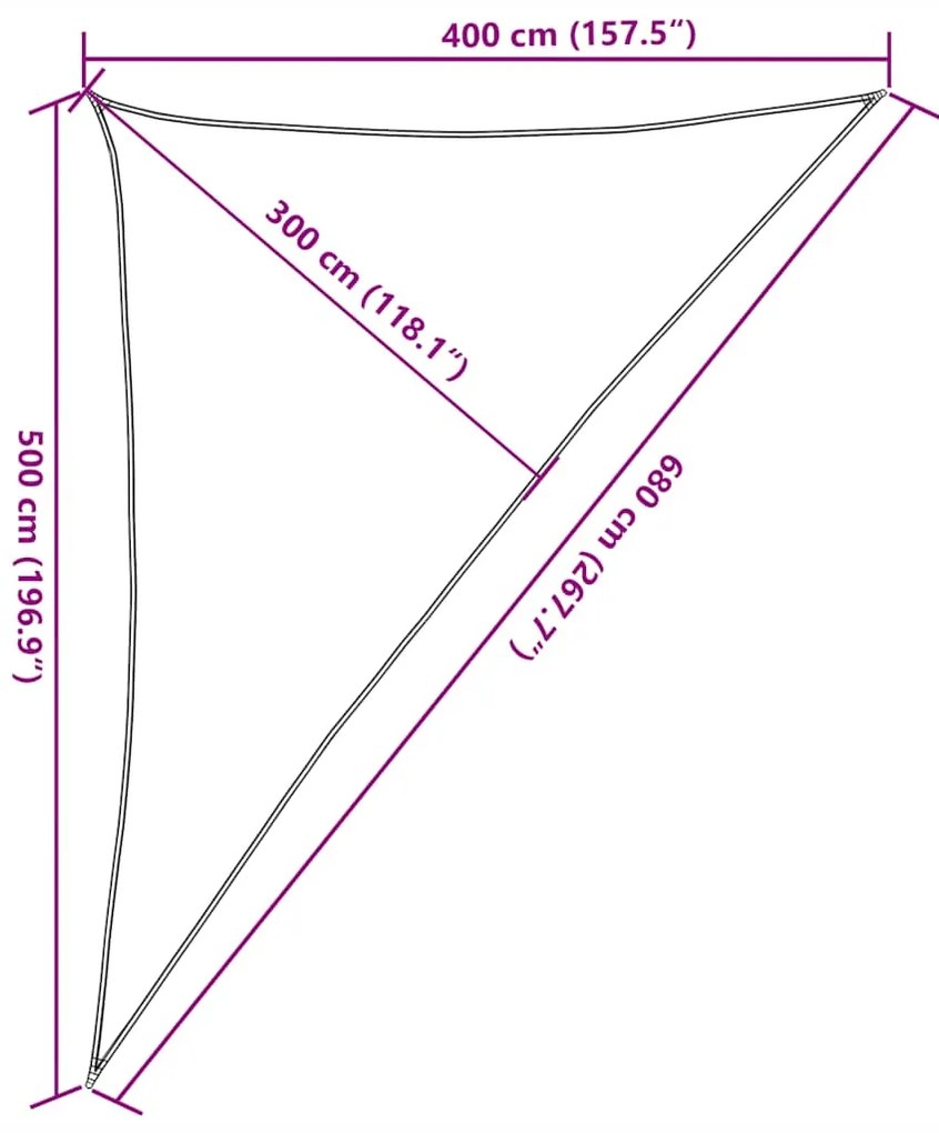 Para-sol estilo vela triangular 160 g/m² 4x4x6,8 m PEAD azul