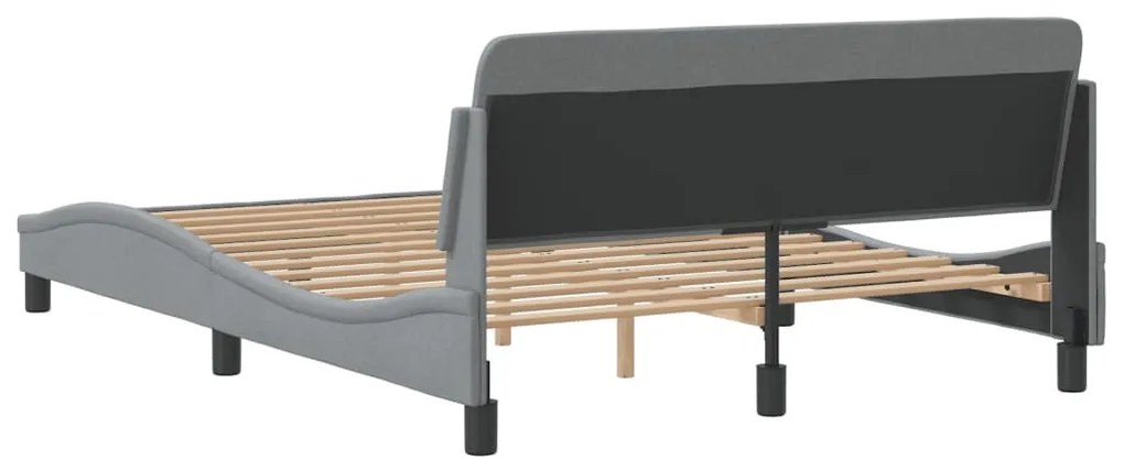 Estrutura de cama sem colchão 140x200 cm tecido cinzento-claro