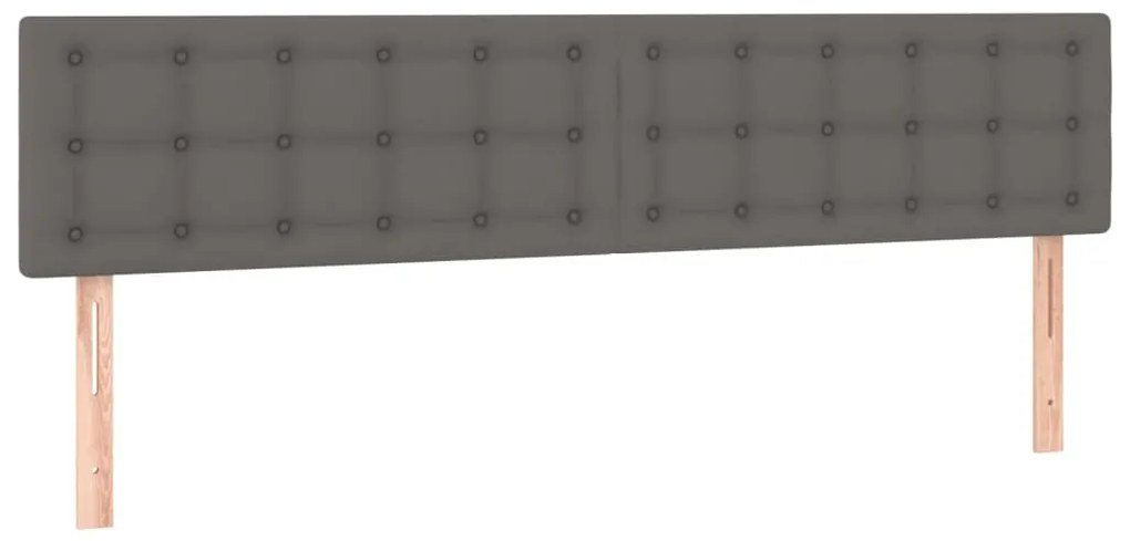 Cabeceira cama c/ LED 180x5x78/88cm couro artificial cinzento