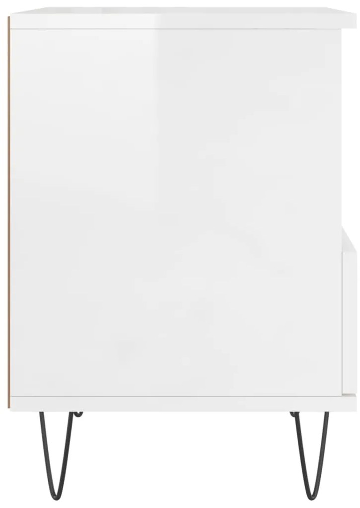 Mesa de cabeceira 40x35x50cm derivados madeira branco brilhante
