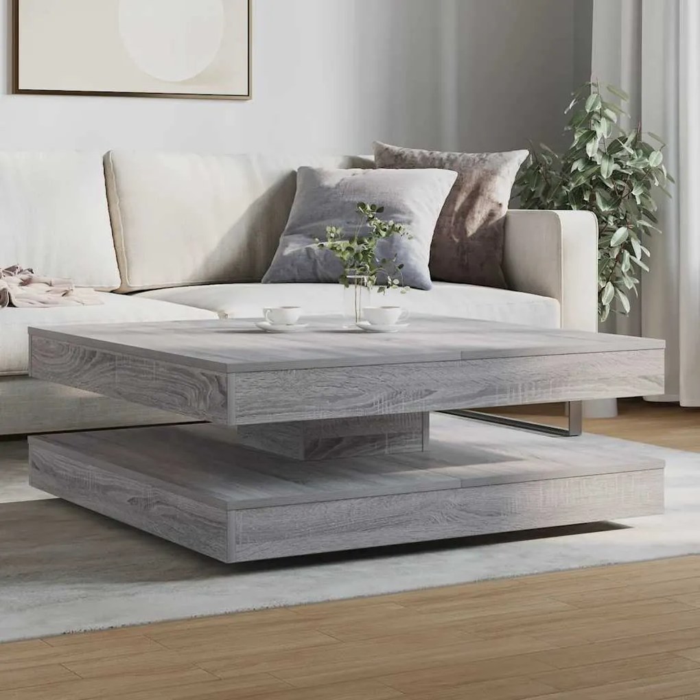 Mesa de centro rotativa a 360 graus 90x90x34,5 cm sonoma cinza