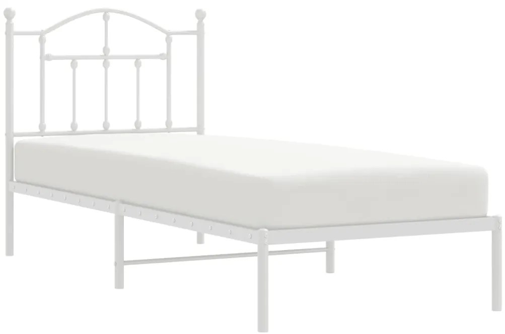 Estrutura de cama com cabeceira 90x190 cm metal branco