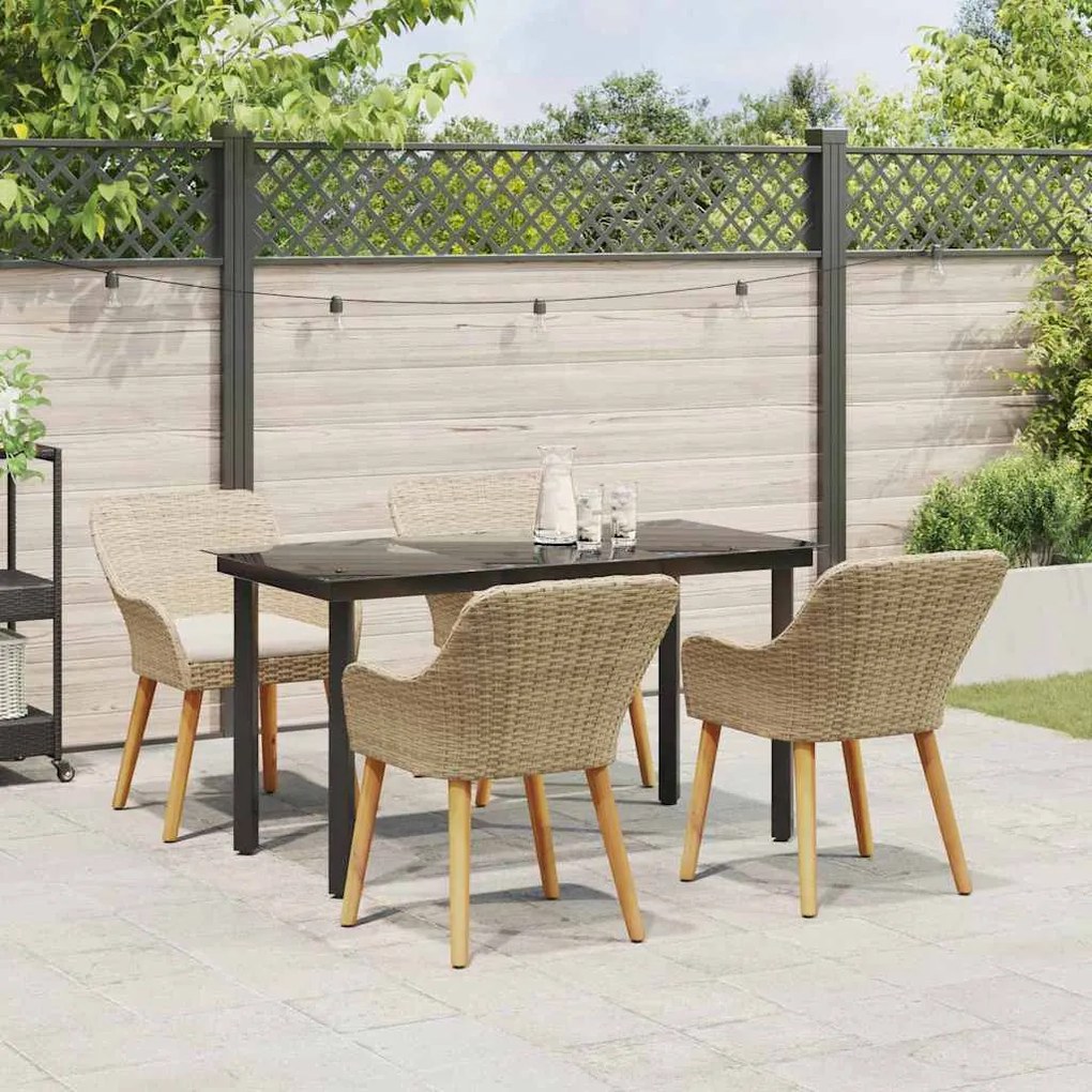 Conjunto de Jantar para o Jardim 5 Peças Bege em Rattan Sintético