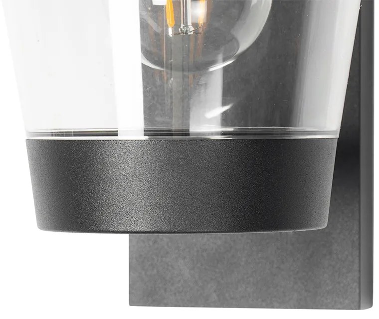 Candeeiro de parede exterior moderno preto IP44 - Joren Moderno