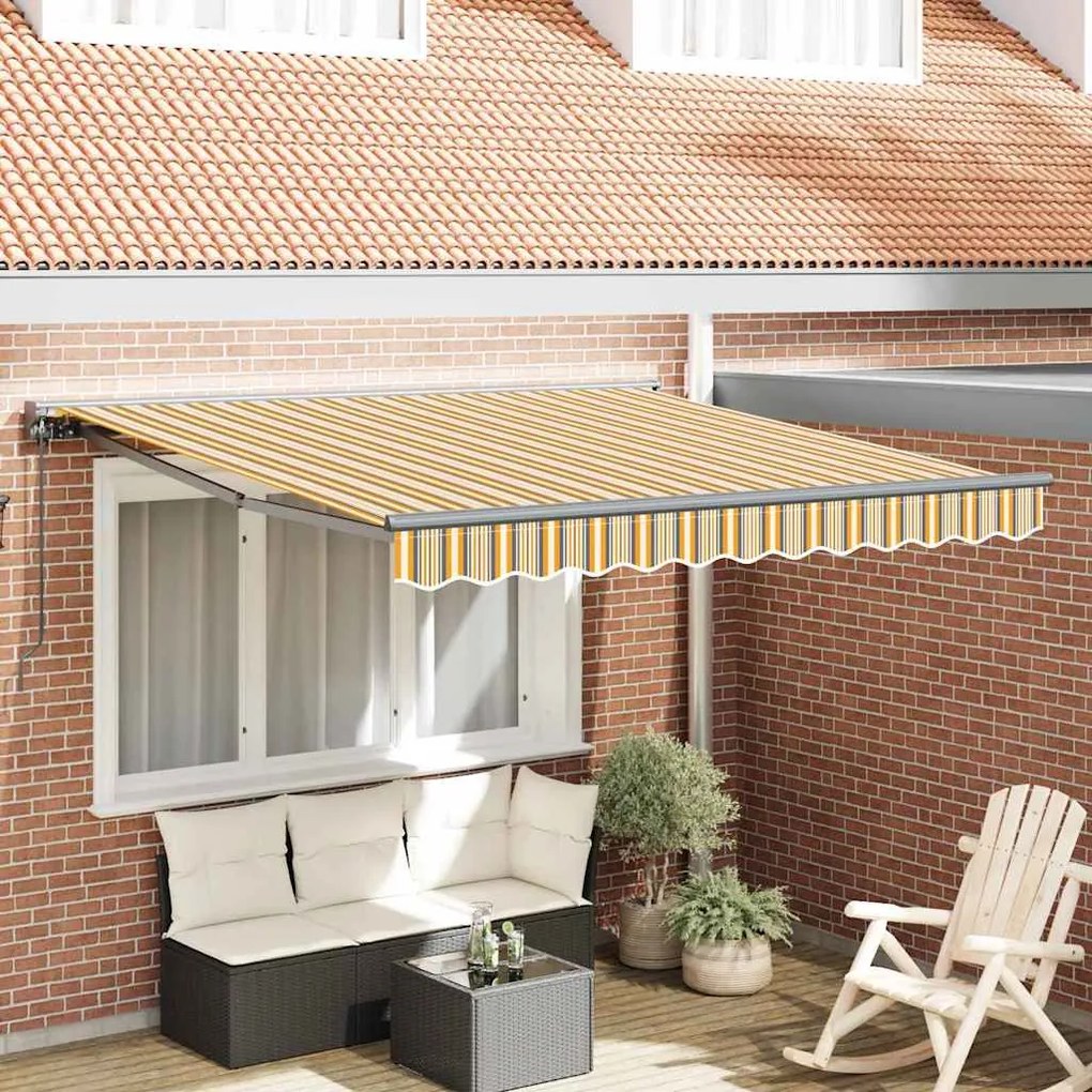 vidaXL Toldo Retrátil Manual Azul Marinho 350x250 cm