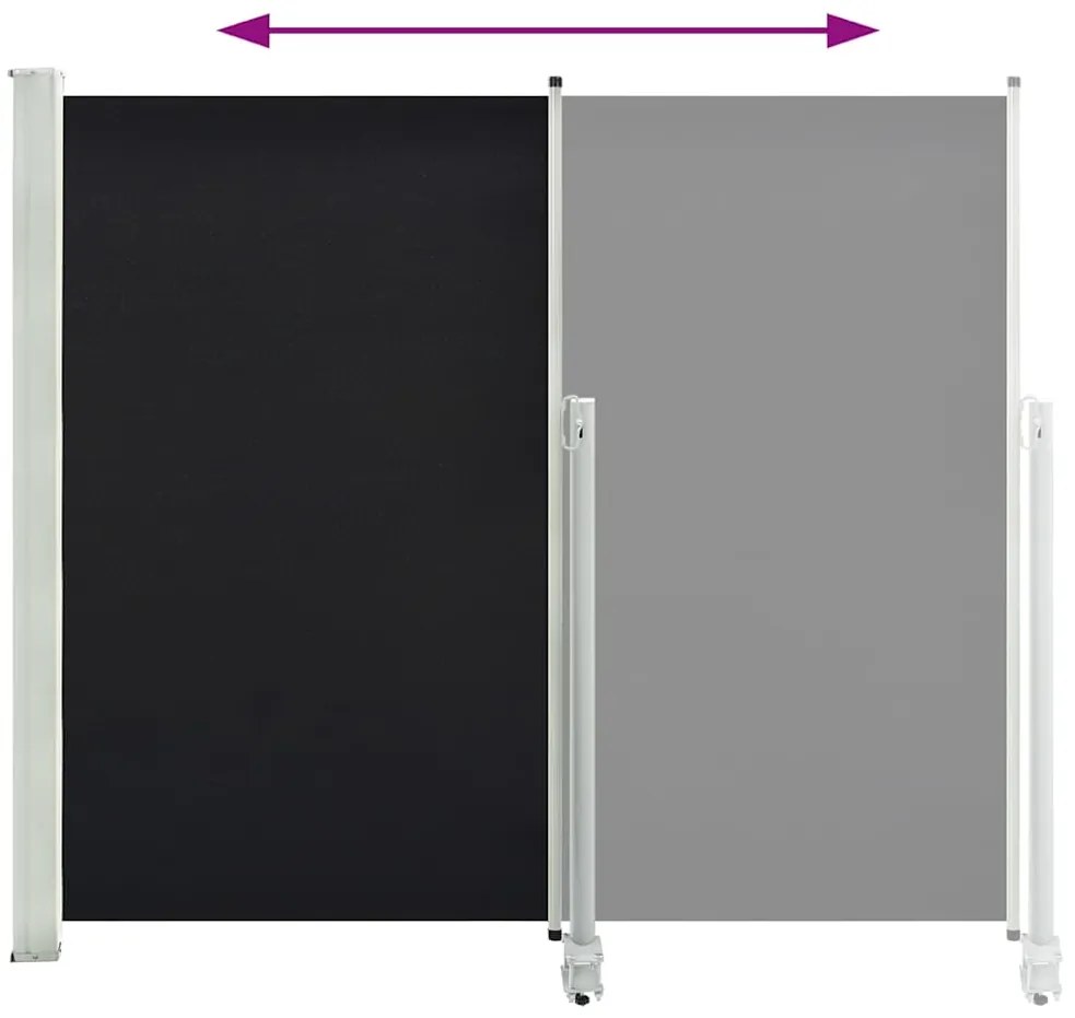 Toldo lateral retrátil para pátio 160x300 cm preto