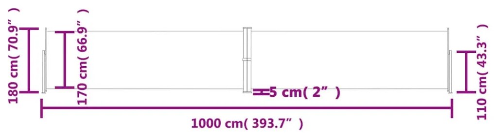 Toldo lateral retrátil 180x1000 cm antracite