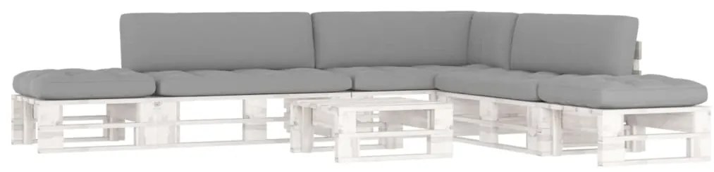 vidaXL 6 pcs conj. lounge paletes + almofadões pinho impregnado branco