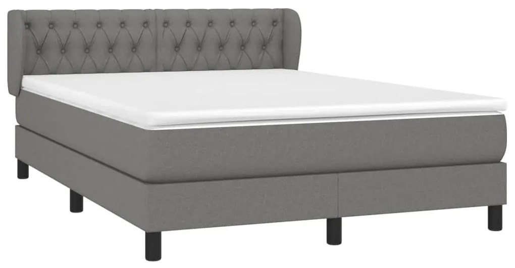 Cama com molas/colchão 140x190 cm tecido cinzento-escuro