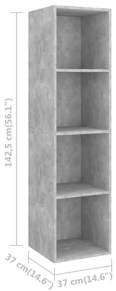 4 pcs conjunto de móveis de TV contraplacado cinzento cimento
