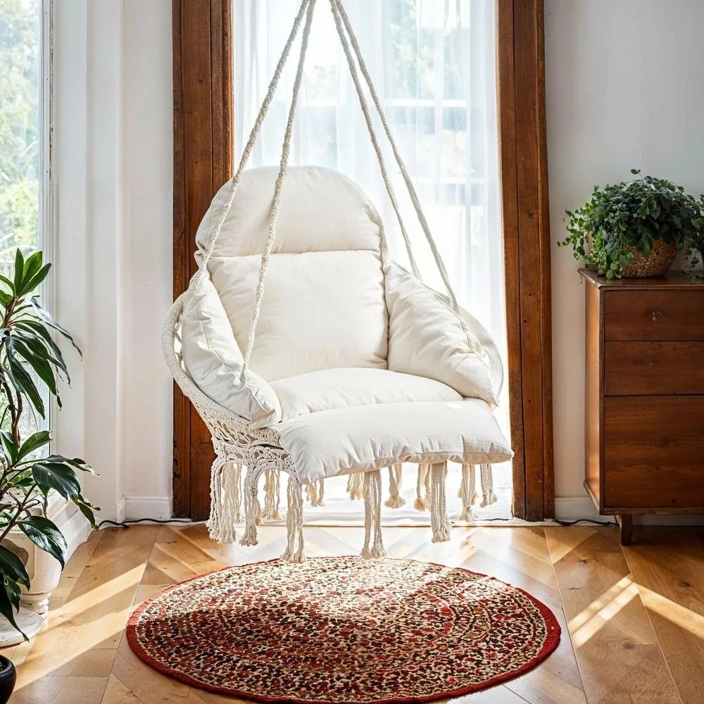 Cadeira suspensa jardim, varanda, suporta até 120 kg branca