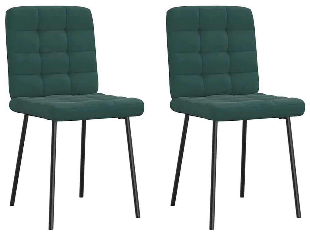 Cadeiras de jantar 2 pcs veludo verde-escuro