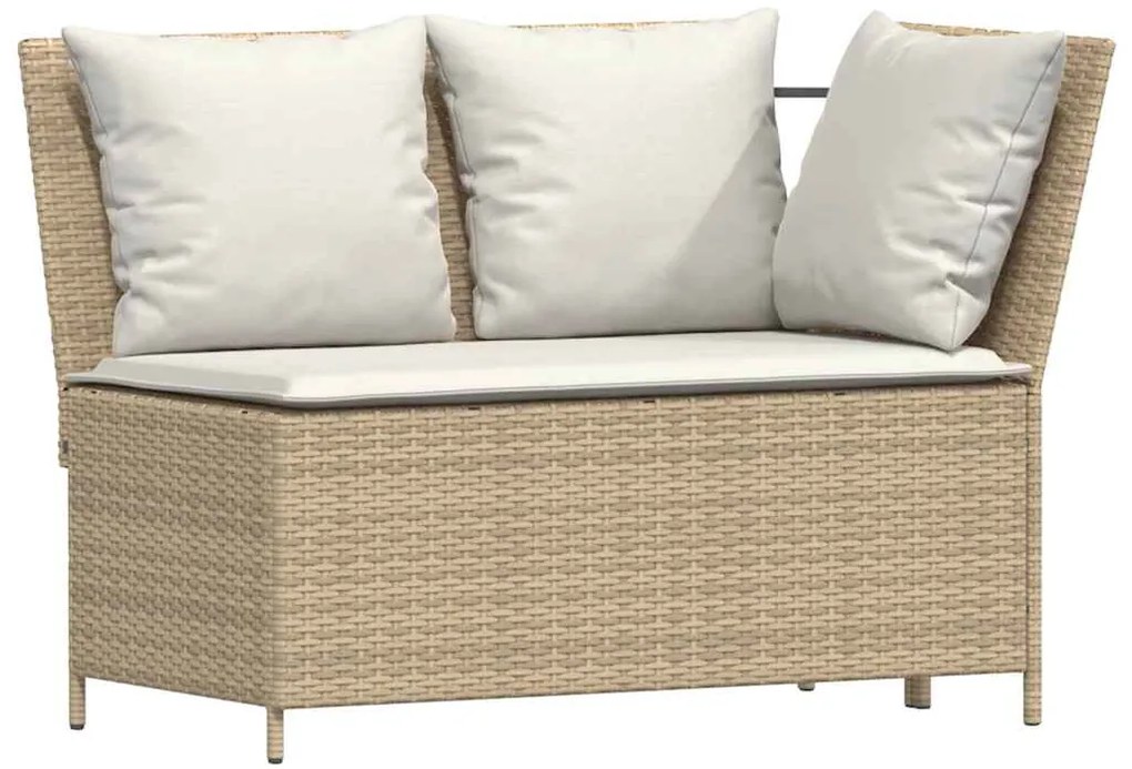 3 pcs conjunto de sofás p/ jardim com almofadões vime PE bege