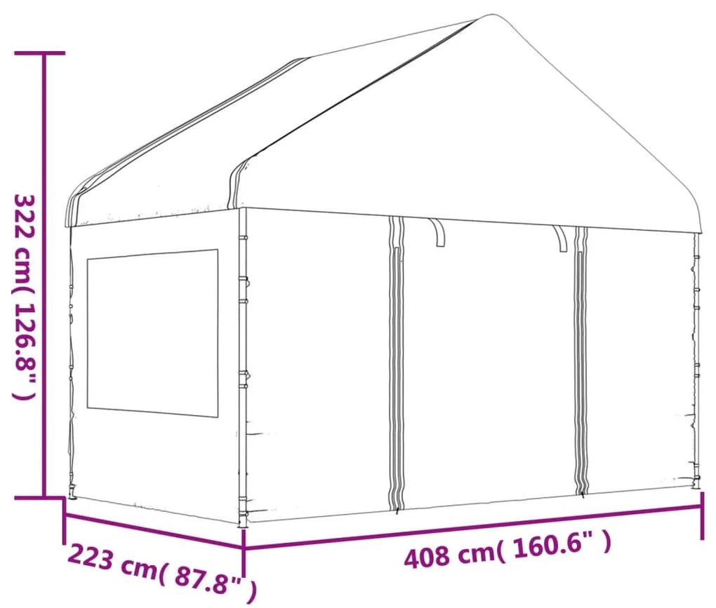 Tenda de Eventos com telhado 6,69x4,08x3,22 m polietileno branco