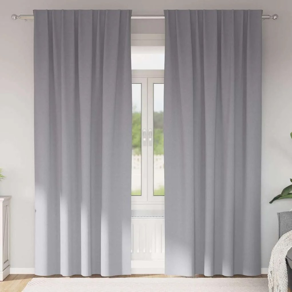 vidaXL Cortinas Blackout com Argolas 2 pcs Cinzento-claro 260 x 140 cm