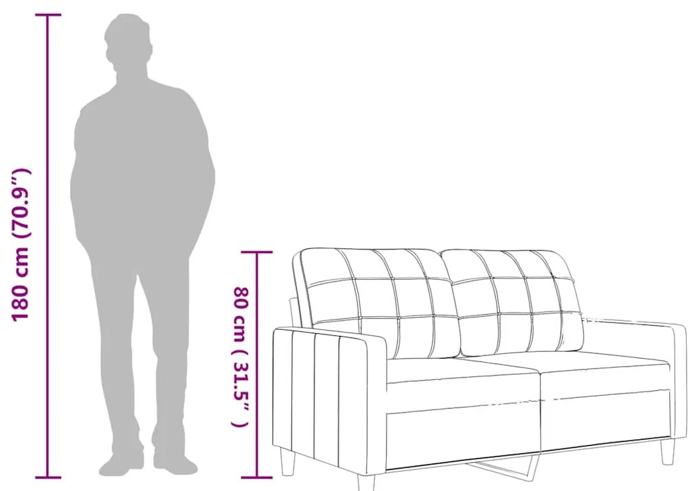 Sofá de 2 lugares 120 cm couro artificial cinza