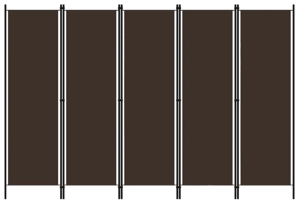 Divisão de quarto com 5 painéis 250x180 cm castanho