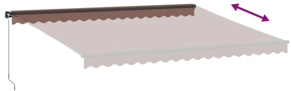 Toldo retrátil manual com luzes LED 450x350 cm castanho