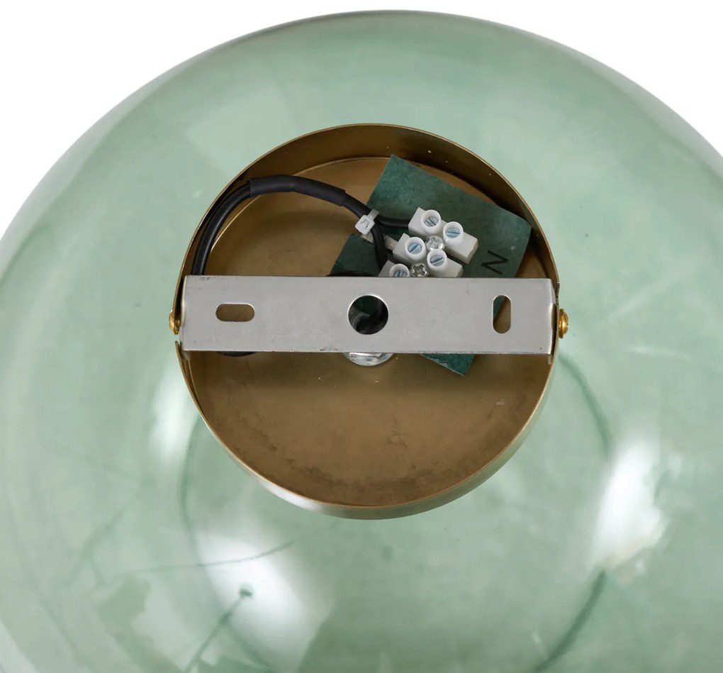 Plafon Art Déco Latão com Vidro Verde - Sandra