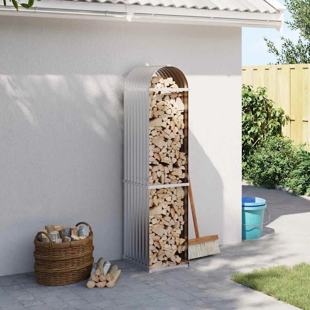 vidaXL Suporte de lenha 40x45x170 cm aço galvanizado prateado