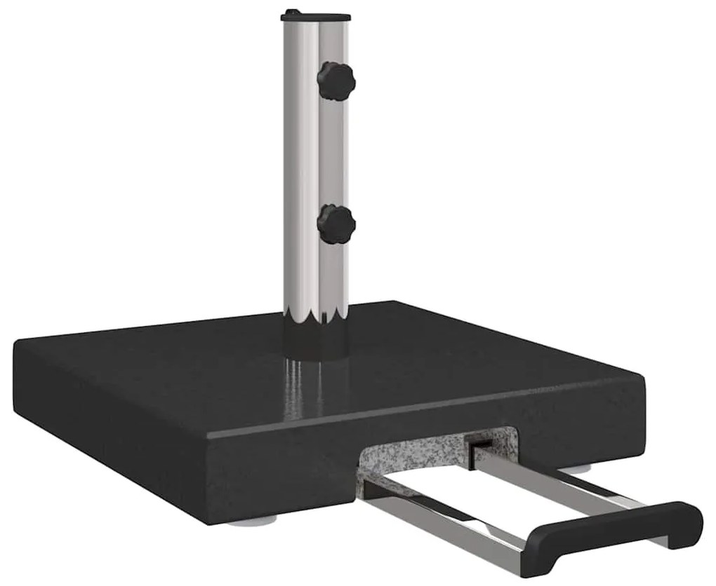 Base de Guarda-Sol Movível com Cabo em Granito Preto de 29 kg, Quadrad