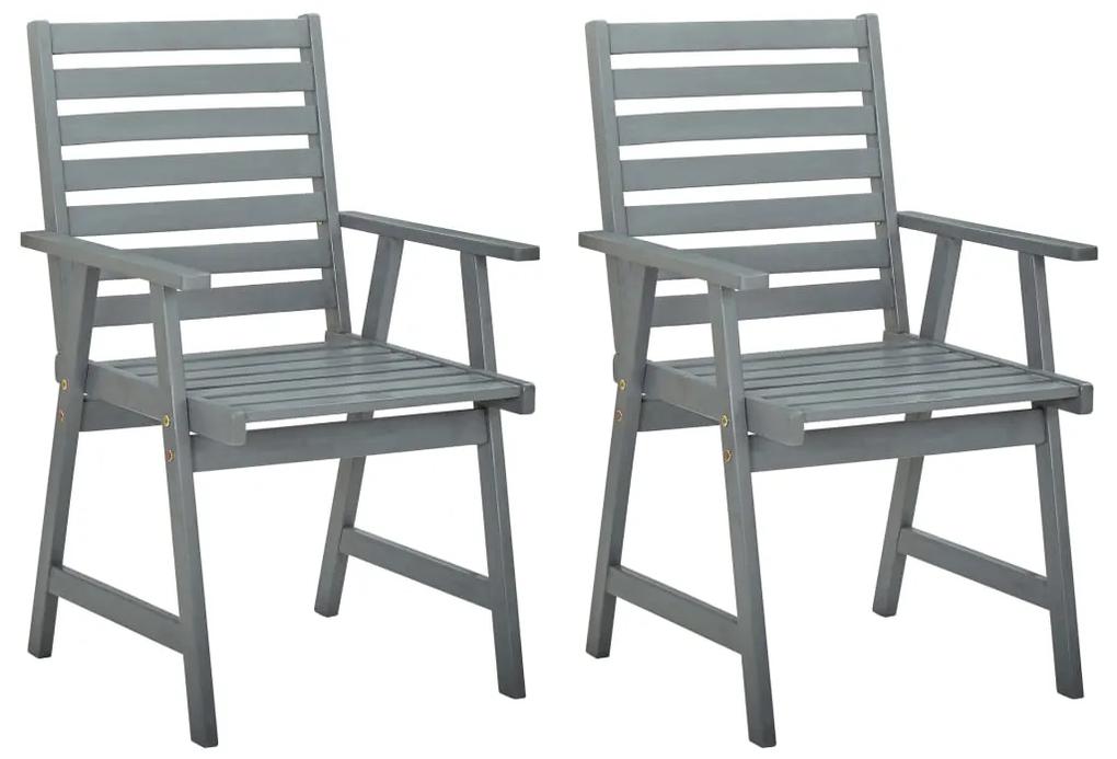Cadeiras jantar p/ jardim 2 pcs madeira acácia maciça cinzento