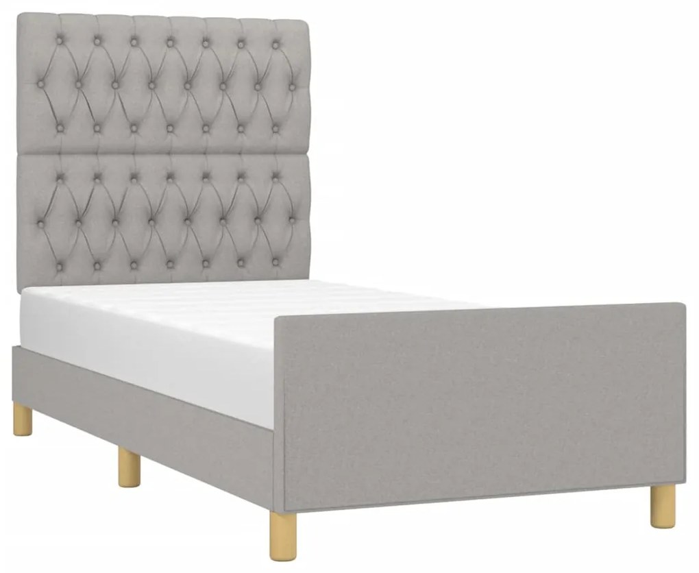 Estrutura de cama sem colchão 100x200 cm tecido cinzento-claro