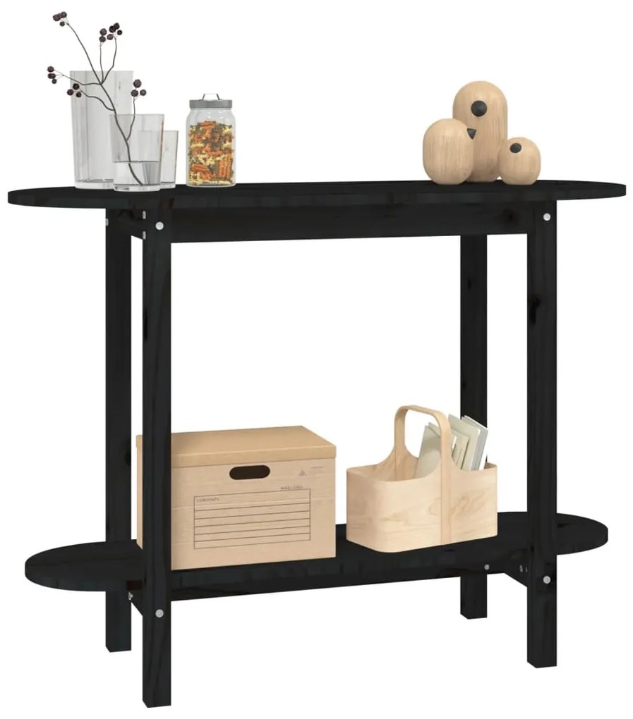 Mesa consola 110x40x80 cm madeira de pinho maciça preto
