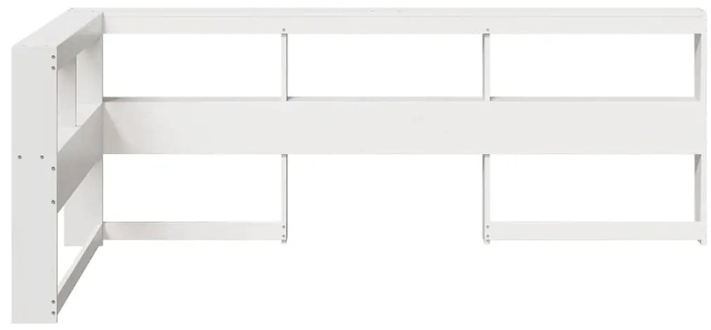 Estante cabeceira forma de L 75 cm madeira pinho maciça branco