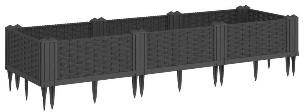 Vaso/floreira de jardim c/ estacas 125x40x28,5 cm PP preto