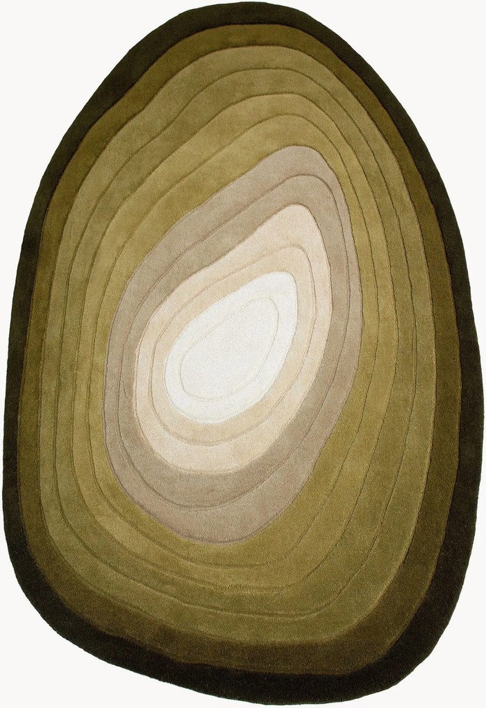 Tapete de lã tufado à mão com relevo e forma orgânica Puddle Ombre
