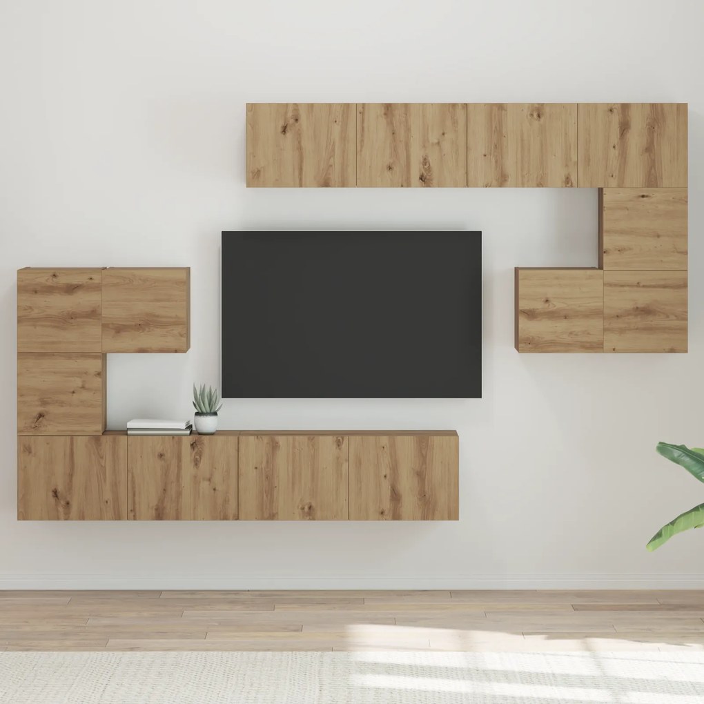 vidaXL Conjunto de móvel de TV 8 pcs Carvalho Artesanal