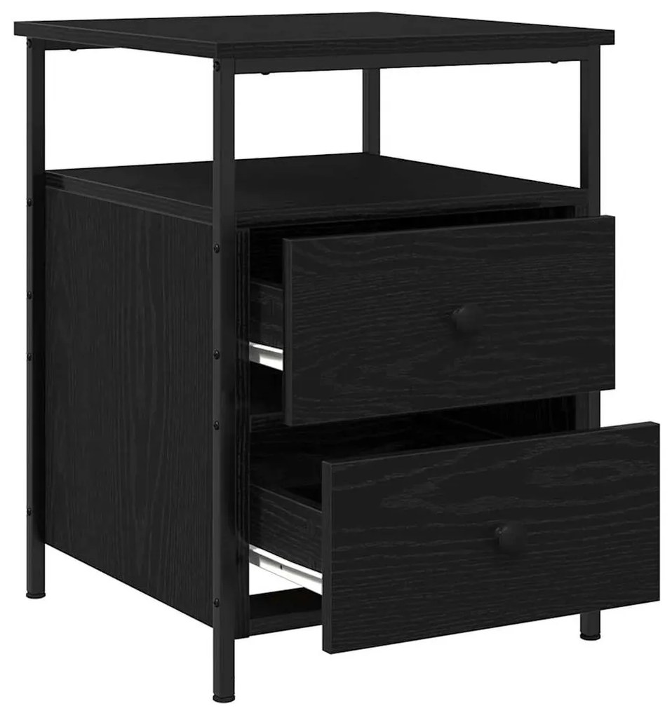 Cômoda de Cabeceira vidaXL Carvalho Preto 44x45x60 cm Madeira de engen