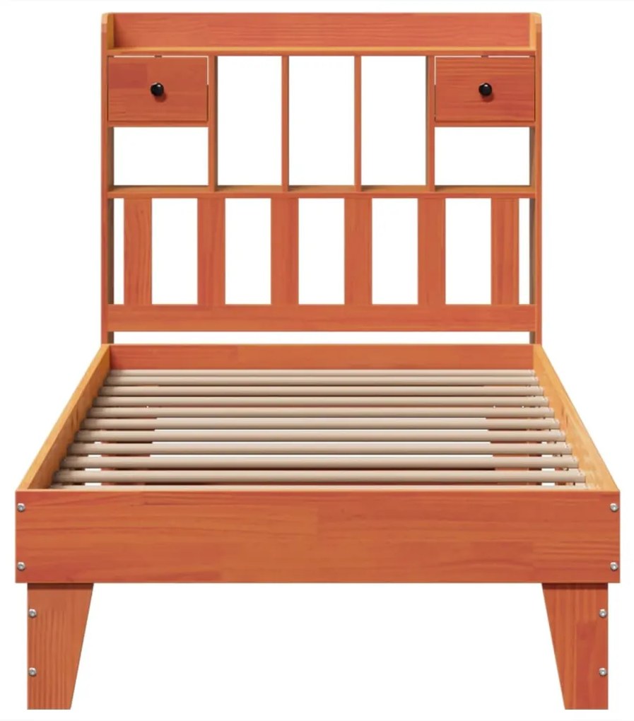 Cama sem colchão 100x200 cm pinho maciço castanho-mel