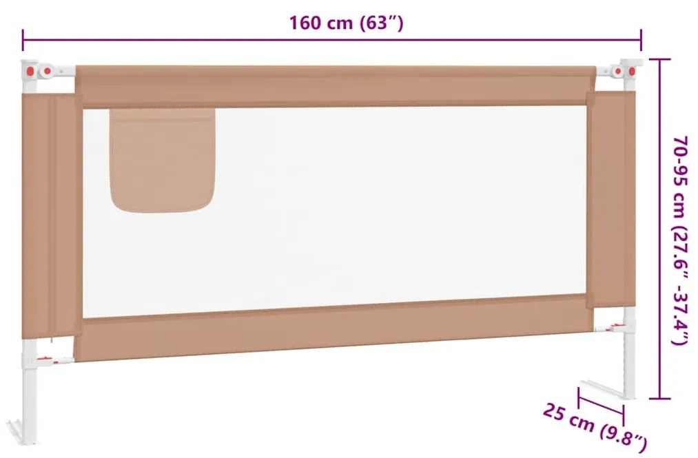 Barra segur. p/ cama infantil tecido 160x25cm cinza-acastanhado