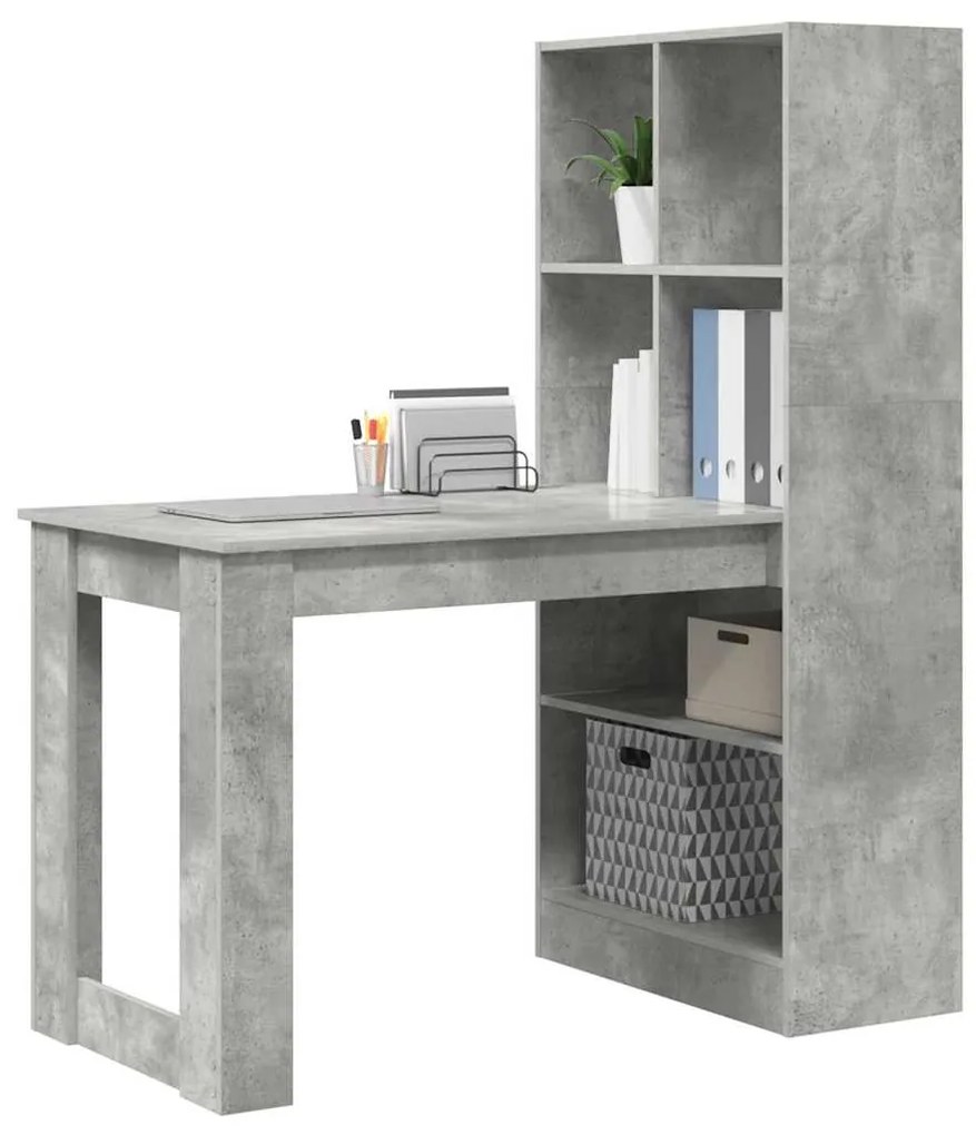 Mesa com prateleira com armazenamento Cinzento 122 x 67 x 145 cm
