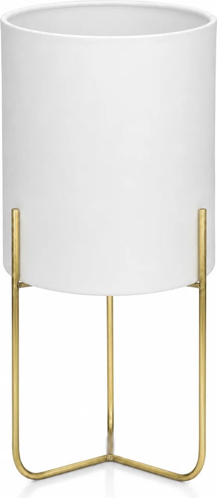 Candeeiro de Mesa Branco e Bronze Ø30 x 50 cm