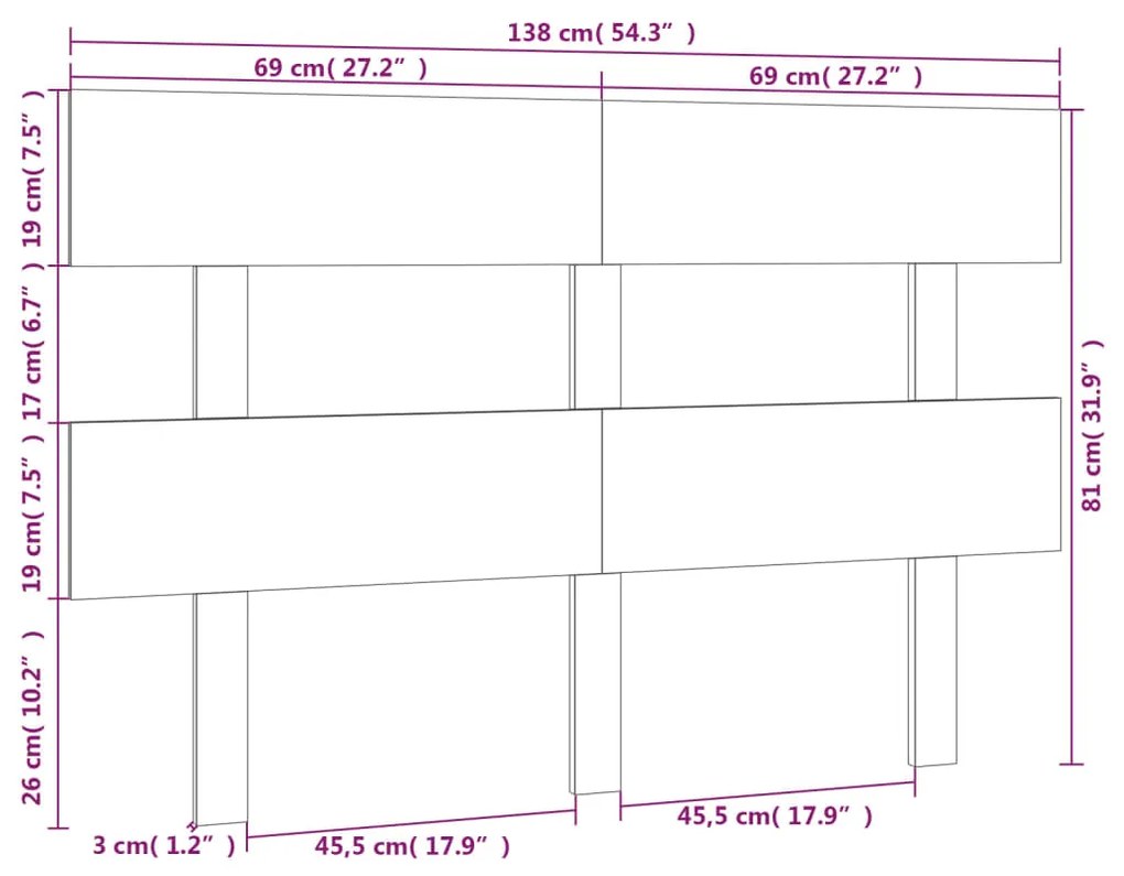 Cabeceira de cama 138x3x81 cm pinho maciço castanho mel