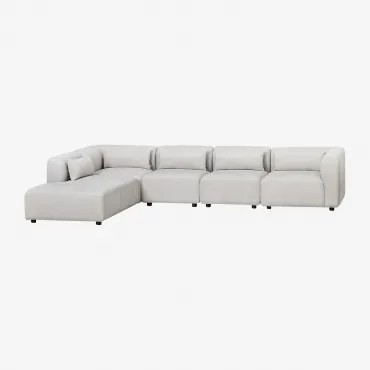 Sofá Modular De 5 Peças Com Chaise Longue Esquerda Fogler Tecido Cinza Claro - Sklum
