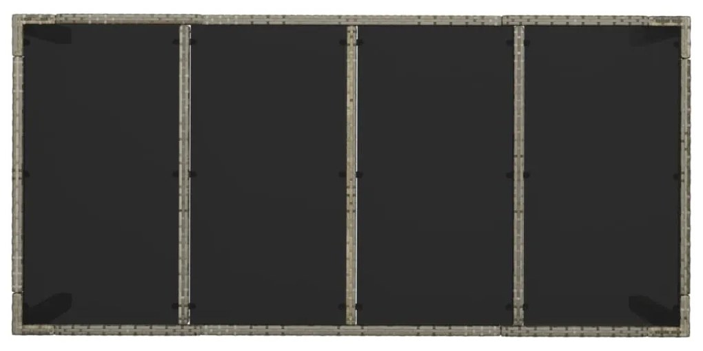 Mesa de jardim com tampo de vidro 190x90x75 cm vime PE cinza