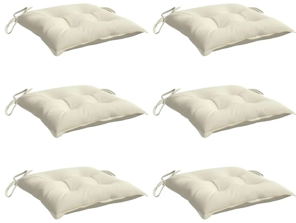 Almofadões de cadeira 6 pcs 50x50x7cm tecido oxford branco nata