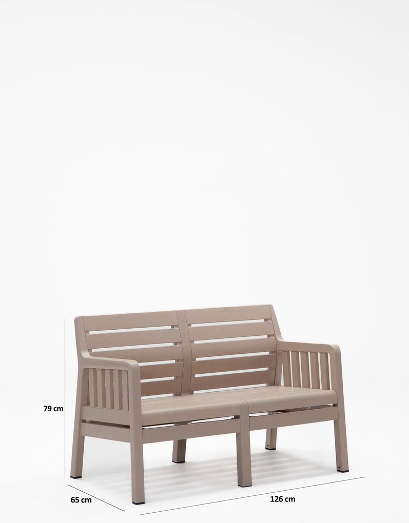 Conjunto de Lounge de Jardim Lara em Cappuccino com Sofá de 2 Lugares,
