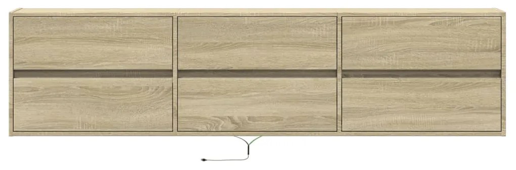 Móvel de parede p/ TV c/ luzes LED 180x31x45 cm carvalho sonoma